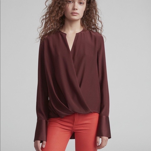 rag & bone Max Silk Blouse - XS - Burgundy - Picture 3 of 13